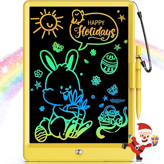 Bravokids LCD Writing Tablet for 3-8 Year Old Girls and Boys - 10 Inch Electronic Doodle Board Drawing Pad, Educational Birthday Gift for Kids and Toddlers (Yellow)-CubbioJoy