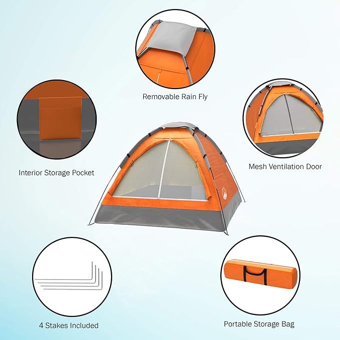 2-Person Dome Tent – Easy Set Up Shelter with Rain Fly and Carrying Bag for Camping-CubbioJoy