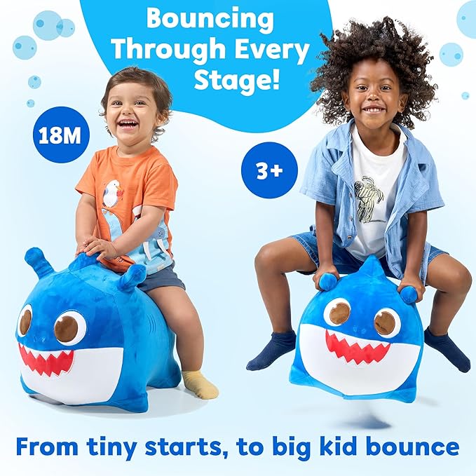 JITTERYGIT Baby Shark Bouncy Animal Plush - Daddy Shark Official Nickelodeon Music & Sing Toy - Christmas & Birthday Gifts for Kids & Toddlers (Boys & Girls) Ages 2-4 Years Old (Blue)-CubbioJoy
