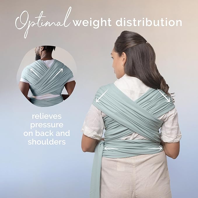 Boba Baby Wrap Carrier - Original Baby Carrier Wrap Sling for Newborns - Baby Wearing Essentials - Newborn Wrap Swaddle Holder, Newborn to Toddler Infant Sling (Serenity Sea Mist)-CubbioJoy