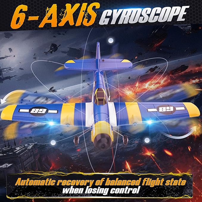 BEZGAR HQ089 RC Plane, Drones for Kids, 6-axis Gyro Remote Control Airplane, RC Helicopter, Easy Control for Beginners Toys with Colorful LED Navigation Lights-CubbioJoy