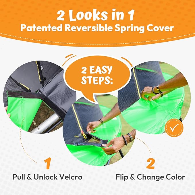 JUMPZYLLA Trampoline Outdoor 8FT 10FT 12FT 14FT 15FT 16FT with Enclosure and Ladder, ASTM Approved Recreational Trampoline for Kids and Adults, Anti-Rust Coated Frame-CubbioJoy