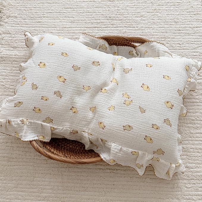 BuLuTu Cute Toddler Pillow Cases Cotton Muslin Toddler Pillowcase 1 PC, Ultra Soft Small Pillowcase Fits Toddler Pillow Sized 12"x16"/13"x18"/14"x19", Enveloped Closure Kids Girls Boys Pillowcases-CubbioJoy