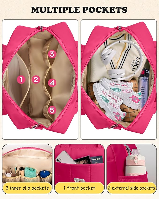 Dance Bag, Kid Weekender Bags，Tween Girls Trendy Stuff-Girl Overnight Bag with Wet Pocket，Lightweight Travel Tote Personalized Cheer Bags with Makeup Pouch-CubbioJoy