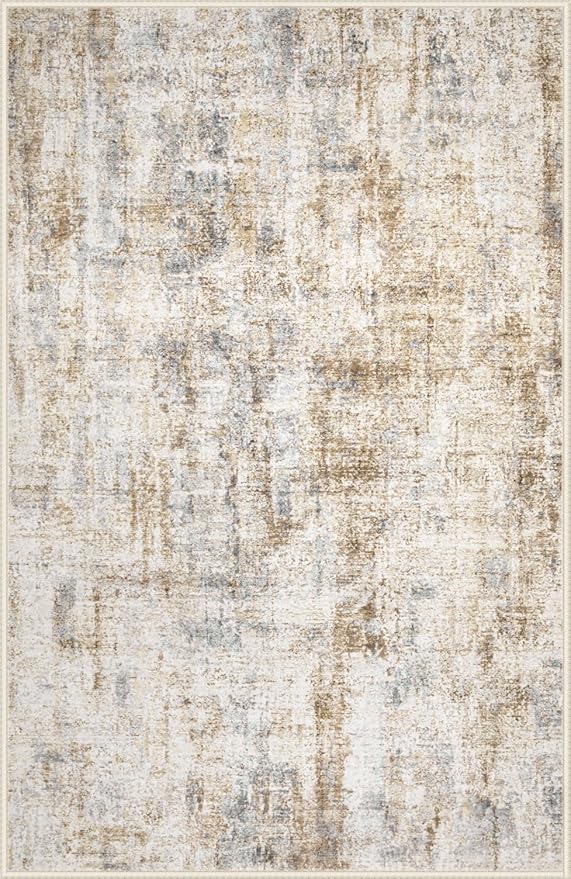 Area Rugs 5x7 Living Room: Washable Rug Modern Abstract Rugs Soft Non Slip Neutral Rug Stain Resistant Indoor Carpet for Bedroom Kitchen Dining Room Nursery Home Office Rugs(Blue Brown,5'x7')-CubbioJoy