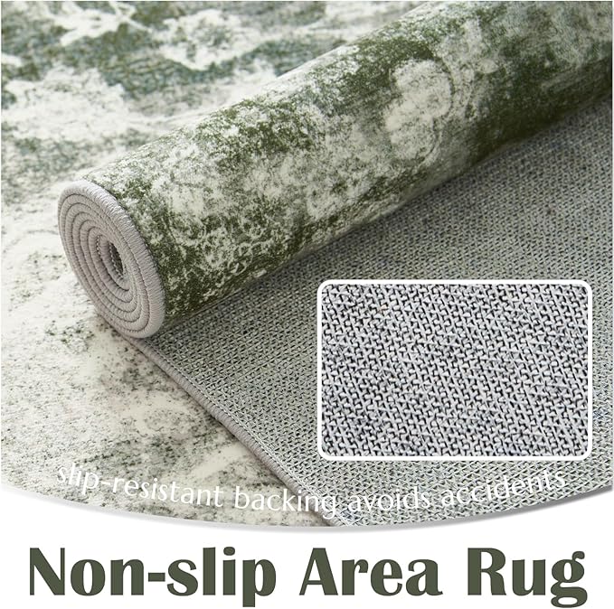 jinchan Green Runner Rug 2x5 - Machine Washable Vintage Floral Distressed Design Non-Slip Low-Pile Soft Thin Carpet for Hallway Kitchen Farmhouse Bedroom Entryway Laundry (2x5ft,Forest Green)-CubbioJoy