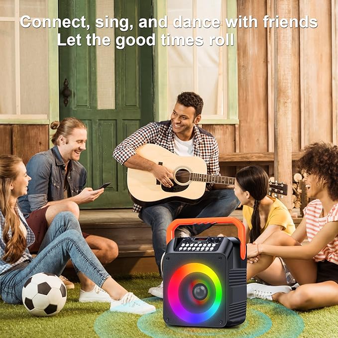 Karaoke Machine,Karaoke Machine for Adults with 2 Wireless Microphones/6.5IN Speaker/PA System with Remote Control/LED Light/Remote Control,Portable Bluetooth Karaoke Speaker Supports TWS/REC/AUX/USB-CubbioJoy