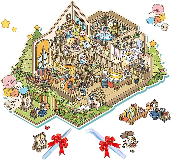 DIY 3D Sticker Scene，Jumbo-Large Party House, Reusable Sticker, Cute Sets for Free Combination, Waterproof for Anywhere, Crafts Party Favors Birthday Gift-CubbioJoy