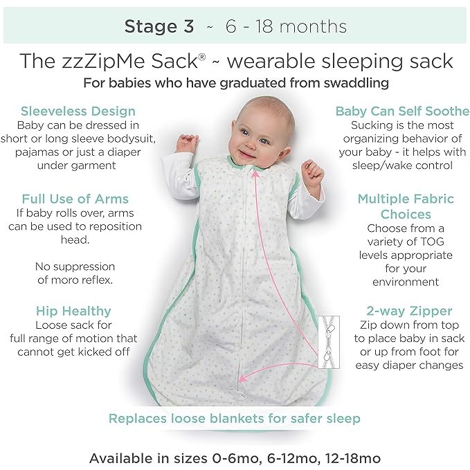 Amazing Baby Cotton Muslin Sleeping Sack, for Baby Boy or Girl, Wearable Blanket with 2-Way Zipper, Watercolor Stripes, Denim, Large (12-18 Month)-CubbioJoy