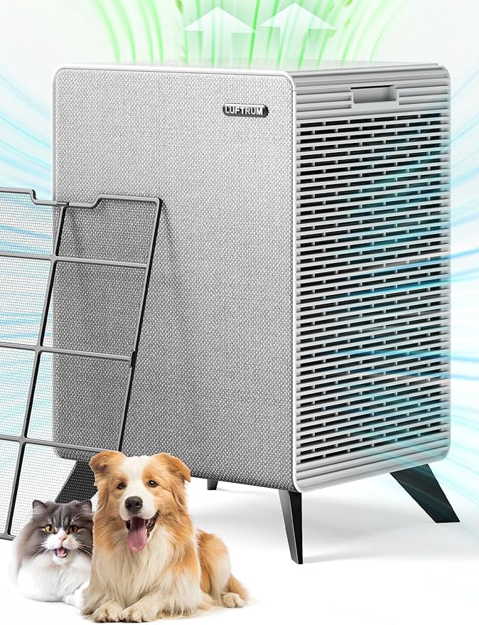 Air Purifiers for Home Large Room Up to 2250 ft² - Remove 99% of Smoke Allergies Pet Dander Odor - Dual 3-Stage Filters of Washable Pre-Filters and True HEPA Filters with AQI, Auto Mode-CubbioJoy