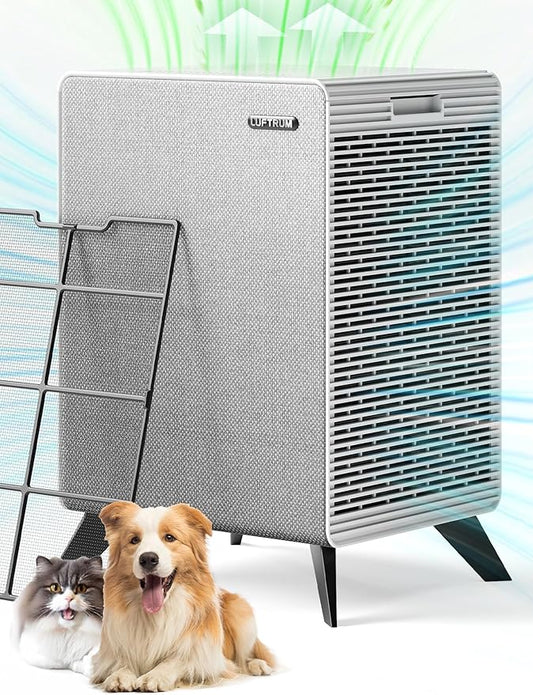 Air Purifiers for Home Large Room Up to 2250 ft² - Remove 99% of Smoke Allergies Pet Dander Odor - Dual 3-Stage Filters of Washable Pre-Filters and True HEPA Filters with AQI, Auto Mode-CubbioJoy