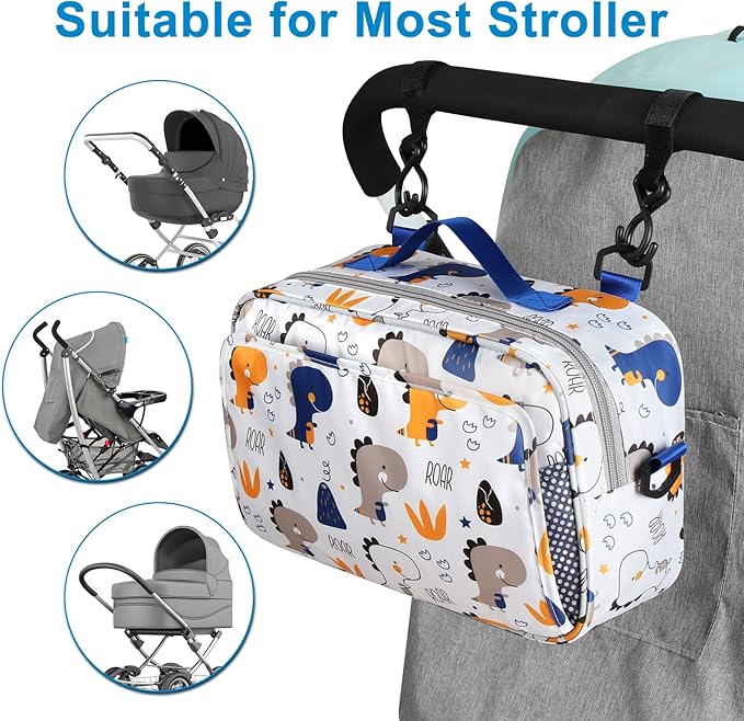 Accmor Stroller Organizer, Universal Stroller Organizer with Insulated Cup Holder Pocket, Dual Purpose Large Capacity Stroller Bag Caddy, Stroller Accessories Fits for Uppababy, Doona, Nuna Strollers-CubbioJoy