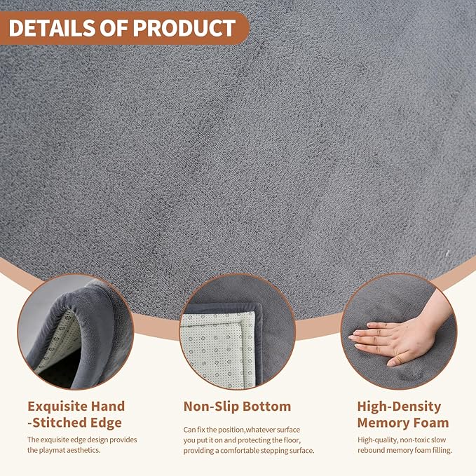 Baby Play Mat for Floor - 1.4" Thick Memory Foam Rug, 70"x59" Playpen Tummy Time Mat, Soft Velvet Nursery Rug, Large Padded Crawling Mats, Cushioned Pads for Playroom Toddlers, Infants, Yoga, Tatami-CubbioJoy