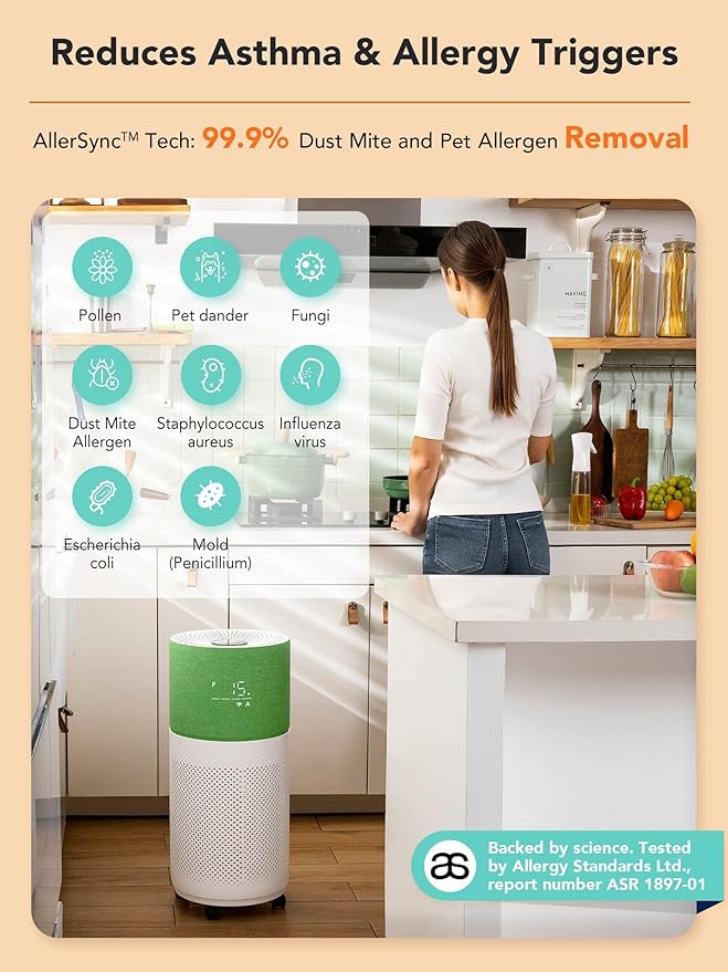 CleanForce Rainbow H13 True HEPA Air Purifier for Home Large Room, Bedroom, up to 2550sqft, Smart App-Control air Quality Monitor, Filters dust Pollen Smoke Odor VOCs-CubbioJoy