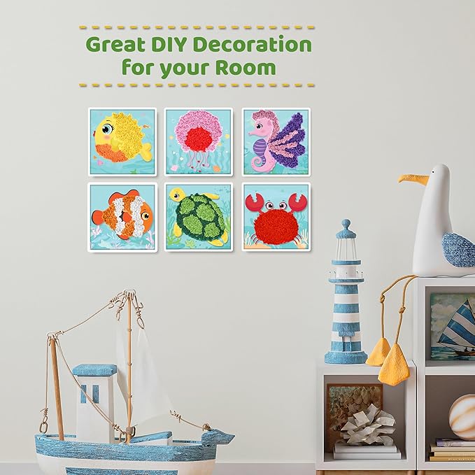 jackinthebox Poke Poke Art – Ocean Theme, Mess-Free Fabric Art and Craft, Flower Pressing Kits, Gift for Kids, Toys for Girls and Boys Ages 4 5 6 7 8-CubbioJoy