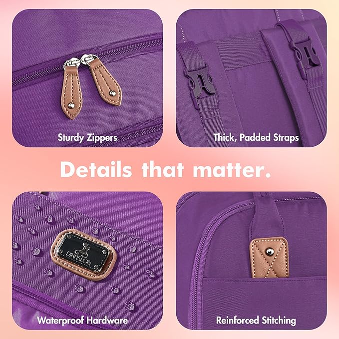 Dikaslon Diaper Bag Backpack with Portable Changing Pad, Pacifier Case and Stroller Straps, Large Unisex Baby Bags for Boys Girls, Multipurpose Travel Back Pack Moms Dads, Purple-CubbioJoy