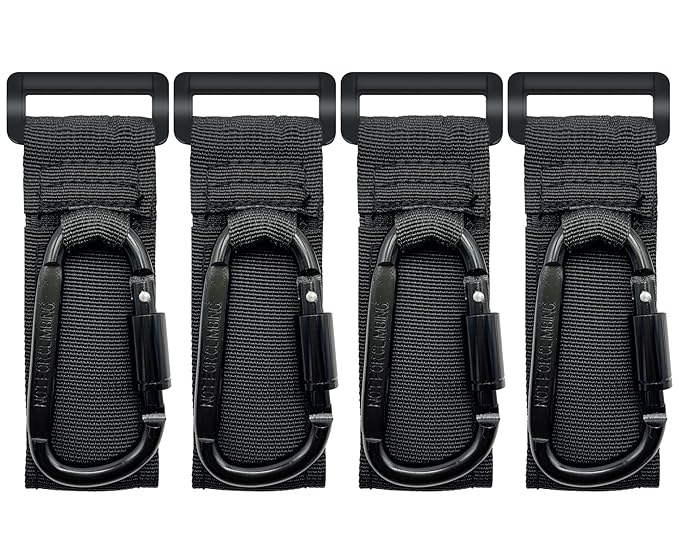 4 Pcs Baby Stroller Hook, Carry 30 lbs per Stroller Carabiner Clip, Adjustable Baby Stroller & Car Seat Hook for Hanging Diaper Bag, Wheelchair,Golf cart, Shopping and Pet Cart-CubbioJoy