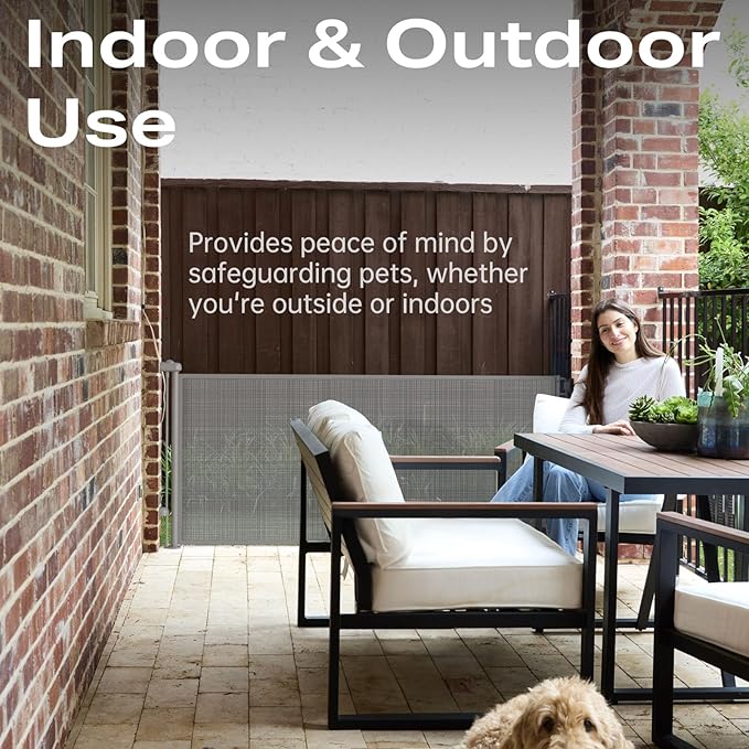 Cumbor 76" Wide Long Retractable Safety Gates for Stairs, Mesh Dog Gate for The House, 34" Tall Extra Wide Pet Gate for Dogs, Long Gates for Doorways, Hallways, Indoor/Outdoor(Gray)-CubbioJoy