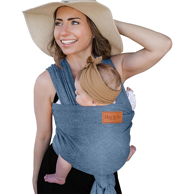 Baby Wrap Carrier - Premium Cotton Baby Carrier Wrap for Newborn to Toddler- Infant Carrier- Baby Holder One Size Fits All with Front Pocket (Grey) by Max&so-CubbioJoy
