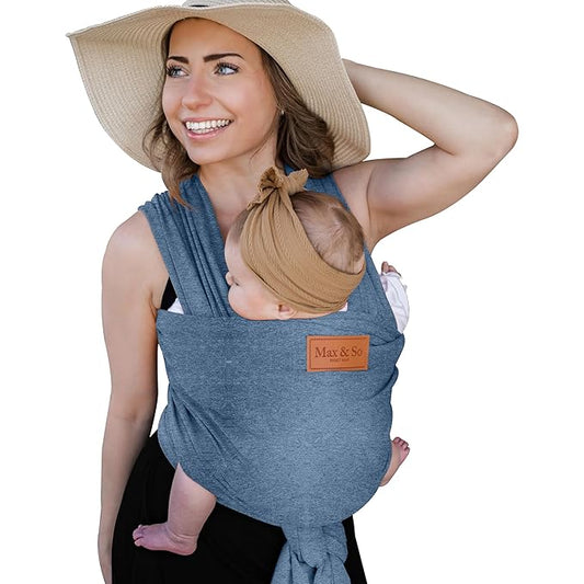 Baby Wrap Carrier - Premium Cotton Baby Carrier Wrap for Newborn to Toddler- Infant Carrier- Baby Holder One Size Fits All with Front Pocket (Grey) by Max&so-CubbioJoy