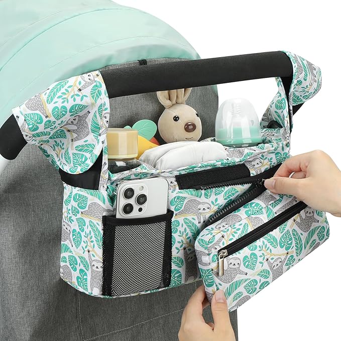 Accmor Universal Stroller Organizer with Insulated Cup Holder Detachable Phone Bag and Shoulder Strap,Stroller Bag Caddy Organizer Fits for Uppababy, Baby Jogger, Britax Strollers-CubbioJoy