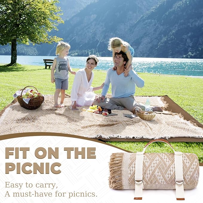 2 in 1 Extra Large 80"* 80" Rug Picnic Waterproof Outdoor Beach Blanket Foldable Camping Mat Car Travel Necessities Mountaineering Essentials Camper Accessories Backpacking Gear Trip Supplies-CubbioJoy