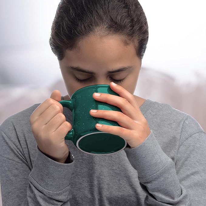 DISCOUNT PROMOS Custom Ceramic Campfire Coffee Mugs 13 oz. Set of 1, Personalized Bulk Pack - Perfect for Tea, Espresso, Cappuccino, Hot Cocoa - Green-CubbioJoy