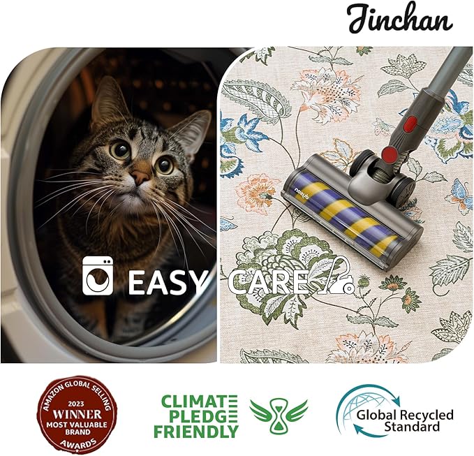 jinchan 3x8 Floral Runner Rug for Hallway Washable Kitchen Runner Vintage Romance Design Non Slip Thin Indoor Floor Cover Low-Profile Throw Carpet for Entryway Bathroom Bedroom Porch, Green/Beige-CubbioJoy