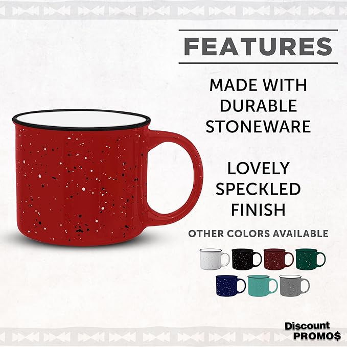 DISCOUNT PROMOS Ceramic Campfire Coffee Mugs 13 oz. Set of 10, Bulk Pack - Perfect for Tea, Espresso, Cappuccino, Hot Cocoa - Red-CubbioJoy