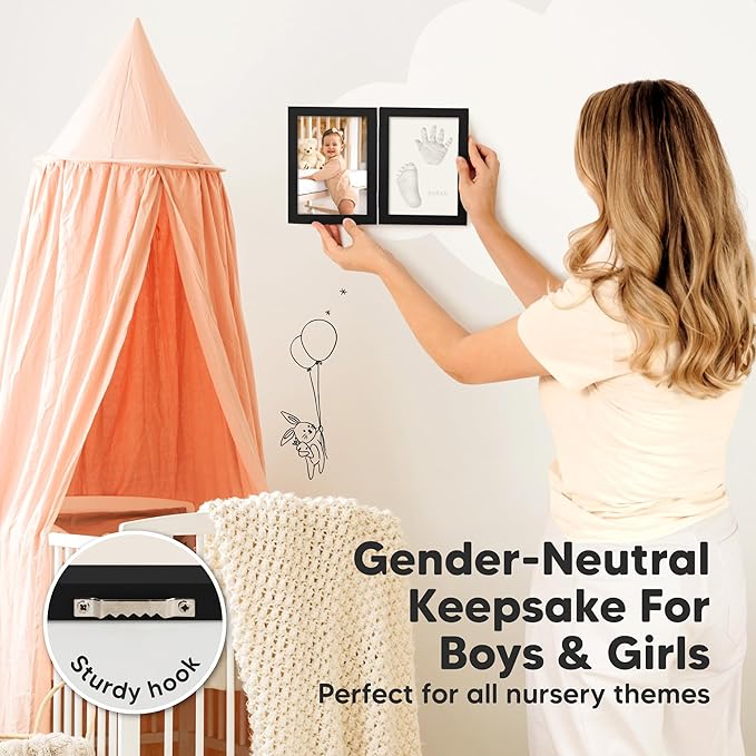 Baby Hand and Footprint Kit, Quick Dry Clay - Newborn Keepsake Feet and Handprint Kit, Nursery Picture Frame, Pet Dog Paw Prints,Personalized New Mom Gifts for Baby Showers & Registry(Onyx Black)-CubbioJoy