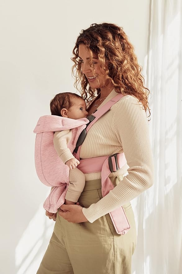BabyBjörn Baby Carrier Mini, Light Pink, 3D Jersey | Infant Carrier (7-25 lbs), Ergonomic, Easy-to-Use-CubbioJoy