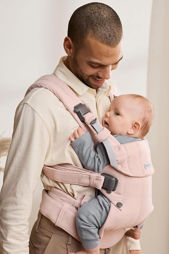 BabyBjörn Baby Carrier Harmony, Light Pink, Woven Mélange | 3-in-1 Ergonomic Baby Carrier; Newborn, Facing-in, Outward-Facing, and Back Carrying Positions Supported (7-40 lbs), Newborn to Toddler-CubbioJoy