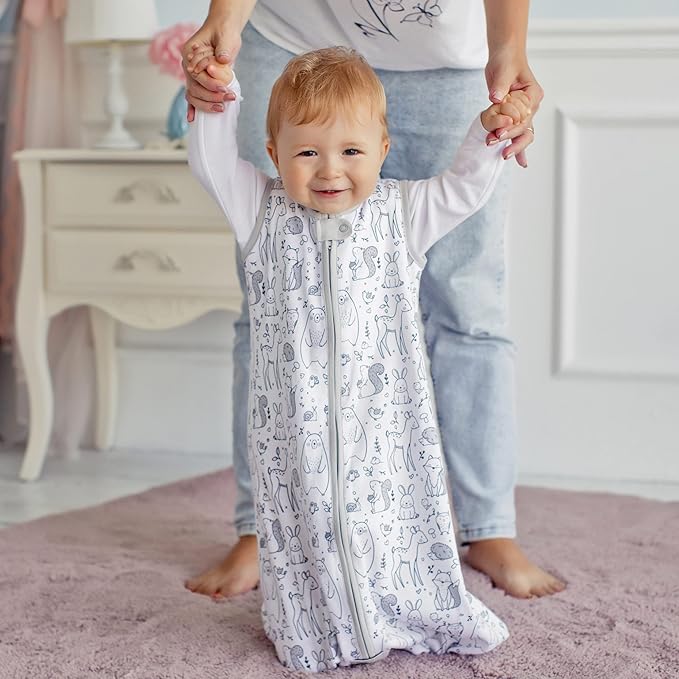 Baby Sleep Sack 1.0 TOG, Organic Cotton Baby Wearable Blanket with Two-Way Zipper, Swaddle Transition Baby Sleeping Bag, All-Season Sleep Sack for Newborn Infant Toddler Boy Girl, 18-24 Months, 1-Pack-CubbioJoy
