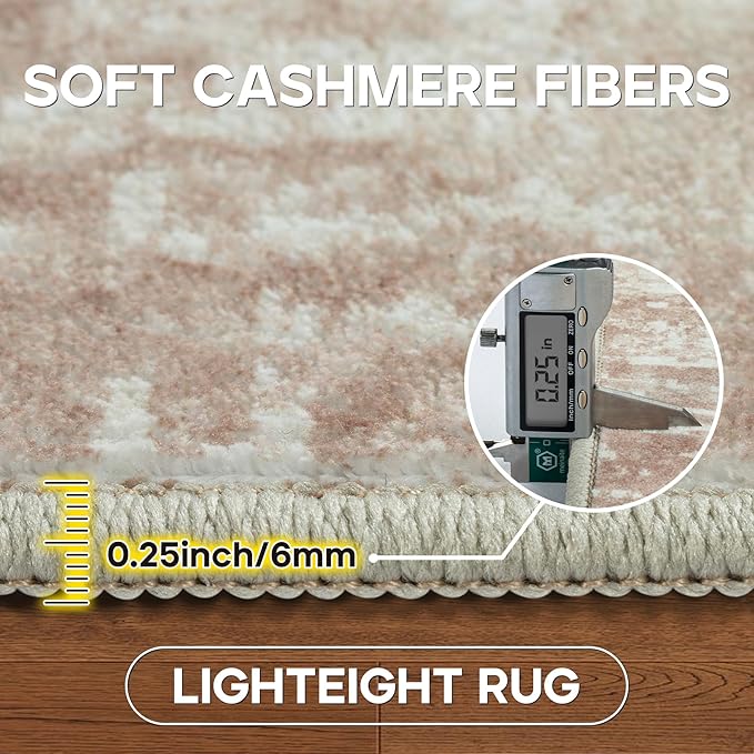 4x6 Area Rugs for Living Room Rug Washable: Modern Large Rug for Dining Room Bedroom Carpet Non Slip Low Pile 4 by 6 Indoor Abstract Nursery Home Office Beige-CubbioJoy