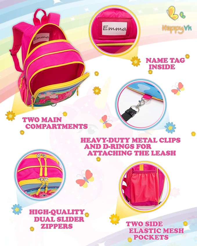 Backpack with Leash for Kids-Anti Lost Walking Toddler Leash-Unicorn design-for 1-4 Years Old Girls-CubbioJoy
