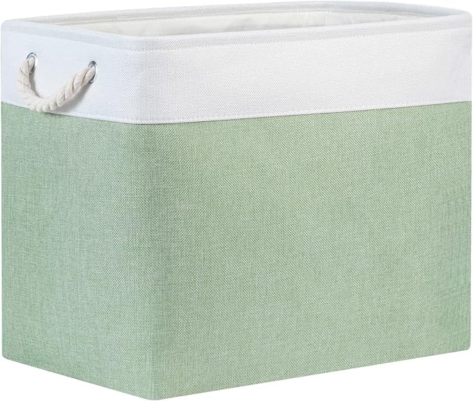 Bidtakay Large Storage Baskets for Nursery Toy Organizer Collapsible Organizing Baskets 17x12x15 In Green Canvas Bins for Organizing Set of 2 Clothes Decorative Baskets for Home Office Room Decor-CubbioJoy