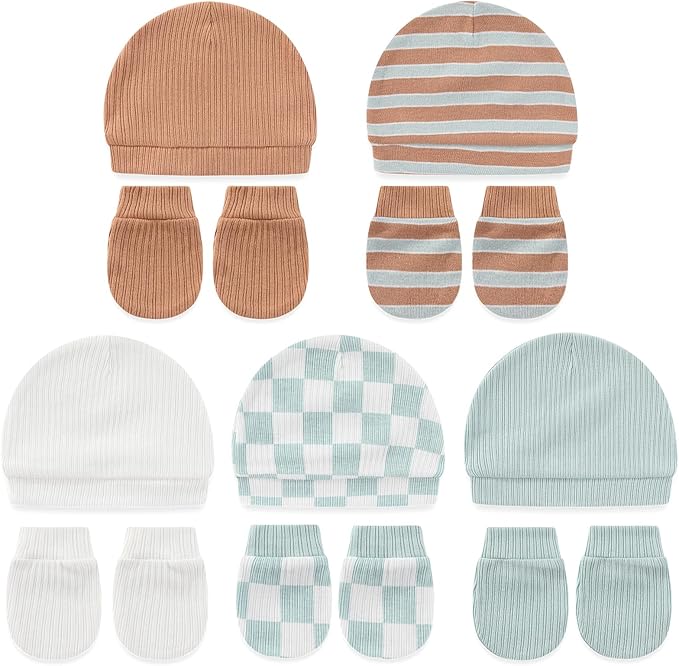 Cute Baby Girl Hats Mittens Set 10-Pack New Born Boy Caps Gloves Suit 0-6 Months Infant Accessories-CubbioJoy
