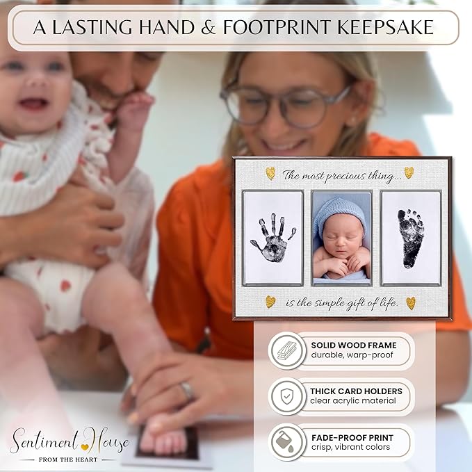 Inkless Hand and Footprint Kit, Baby Keepsake Plaque & Baby Shower Gifts - Ideal as Mom To Be Gift, Nursery Picture Frames, Clean Touch Hand and Footprint Kit (Style 2 - Design 6)-CubbioJoy