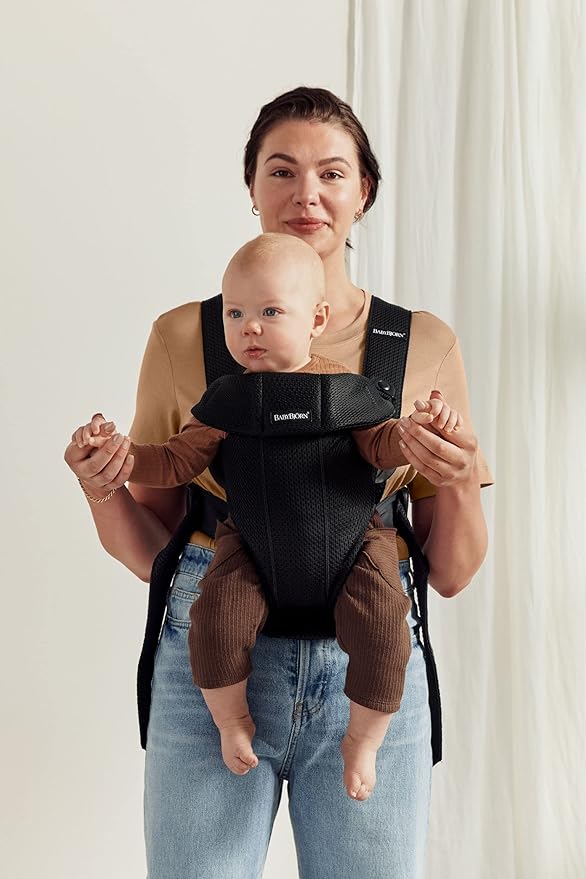 BabyBjörn Baby Carrier Mini, Black, 3D Mesh | Newborn Carrier (7-25 lbs), Ergonomic, Easy-to-Use-CubbioJoy