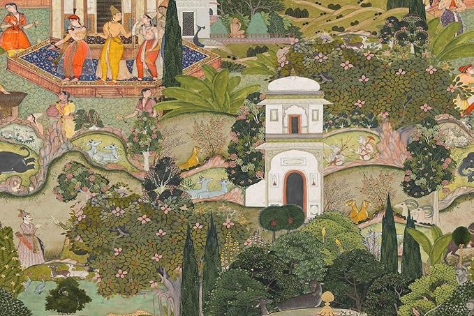 Indian Lush Jaipur Garden Wallpaper Mural Vibrant Green Wallpaper for Bedroom Living Room TV Sofa Background Large Art Wall Mural(Not Self-Adhesive)-CubbioJoy