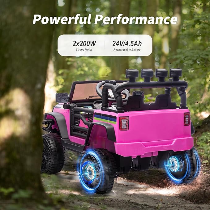 24V Kids Ride on Toy, Kids Electric Vehicles Car Ride on Car Truck for Toddlers with Remote Control, 2x200W Motor - Pink-CubbioJoy