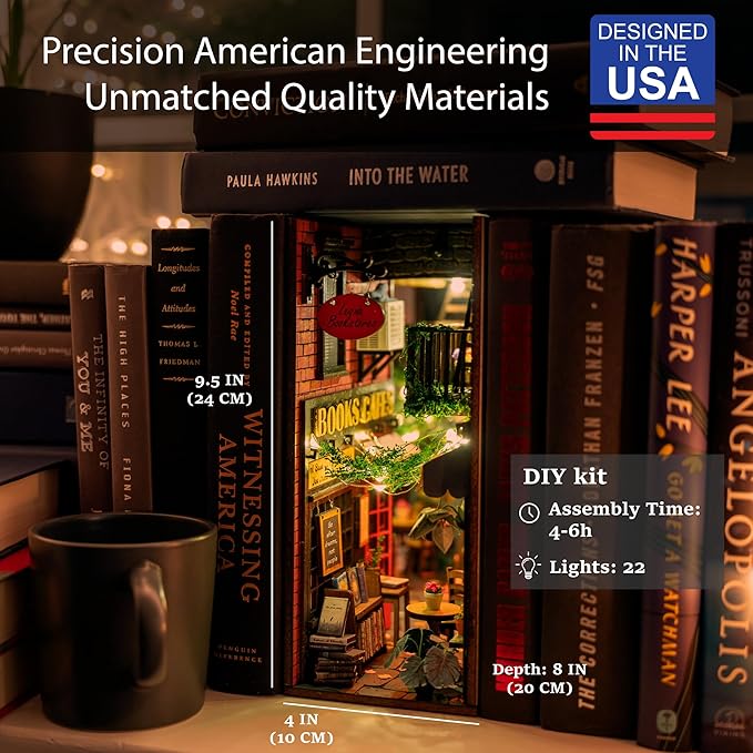 Book Nook DIY Kit - Dreamy - Miniature House Dollhouse Kit for Adult and Teens, Desgined in USA, Booknook Bookshelf Decor Alley Model Build with LED Light, Gifts for Family and Friends-CubbioJoy