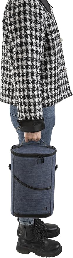 ALLCAMP 2 Bottle Wine Tote Carrier - Insulated Portable Padded Canvas Wine Bag for Travel, BYOB Restaurant, Wine Tasting, Party, Great Christmas Day Gift for Wine Lover，Blue-CubbioJoy