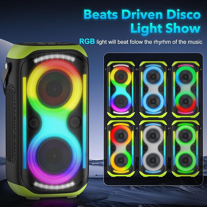 Bluetooth Speaker 160W Loud Wireless Boombox Portable Big Powerful Deep Bass Sound TWS Large Outdoor Home Party Speakers with Subwoofer LED Lights-CubbioJoy