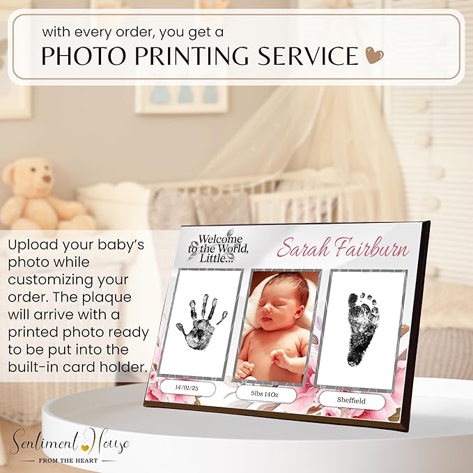Inkless Hand and Footprint Kit, Baby Keepsake Plaque & Baby Shower Gifts - Ideal as Mom To Be Gift, Nursery Picture Frames, Clean Touch Hand and Footprint Kit (Style 1 - Design 2)-CubbioJoy