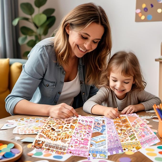 DIY 3D Sticker Scene, 6 Sets of Aesthetic Stickers for Girls Make Your Own Mini Shop Scenes Stickers for Kids Sticker Therapy for Adult Relief Stress Pass The Time-CubbioJoy