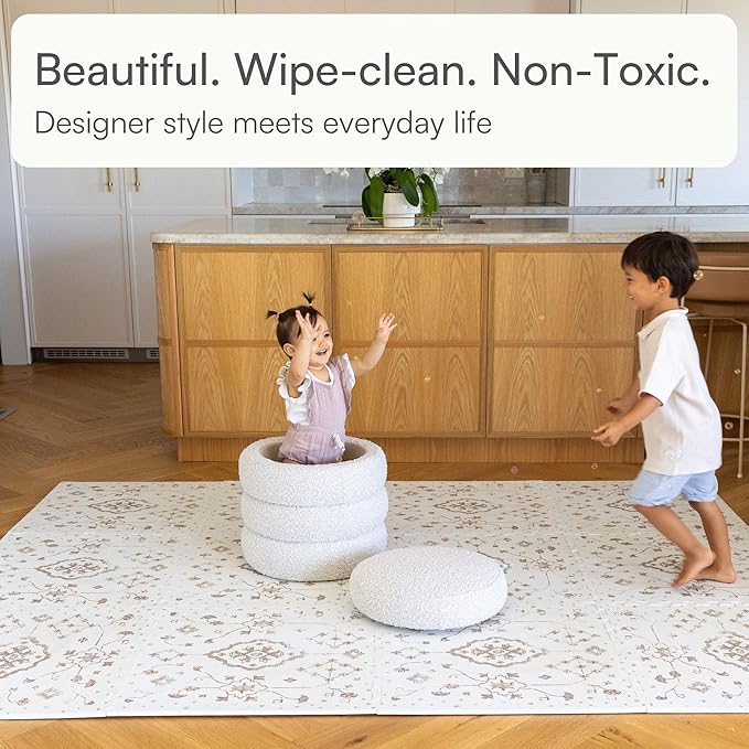 Baby Play Mat for Floor – 6x8ft Vintage Coffee | Soft Non Toxic Premium EVA Foam Tiles for Tummy Time, Crawling & Playroom – Waterproof Floor Mat for Babies & Toddlers Lillefolk (12 Tiles)-CubbioJoy