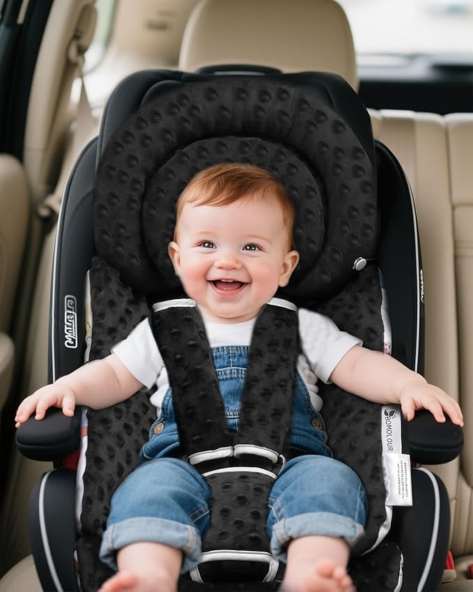 Infant Car Seat Insert with Removable Cushion for Baby Preemie Newborn Infant, Reversible carseat Insert Head Body Support Fits for Stroller, Baby Swing, Rocker, Bouncer, Bassinet - Black-CubbioJoy