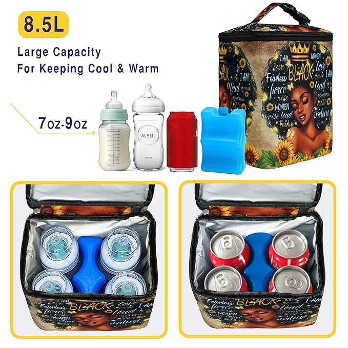 Breastmilk Cooler Bag with Ice Pack Fits 4 Baby Bottles Up To 9 Ounce Insulated cooler Bag Breast Milk Cooler on the Go with Strap Baby Bottle Cooler Bag for Nursing Mom Daycare or Travel-CubbioJoy