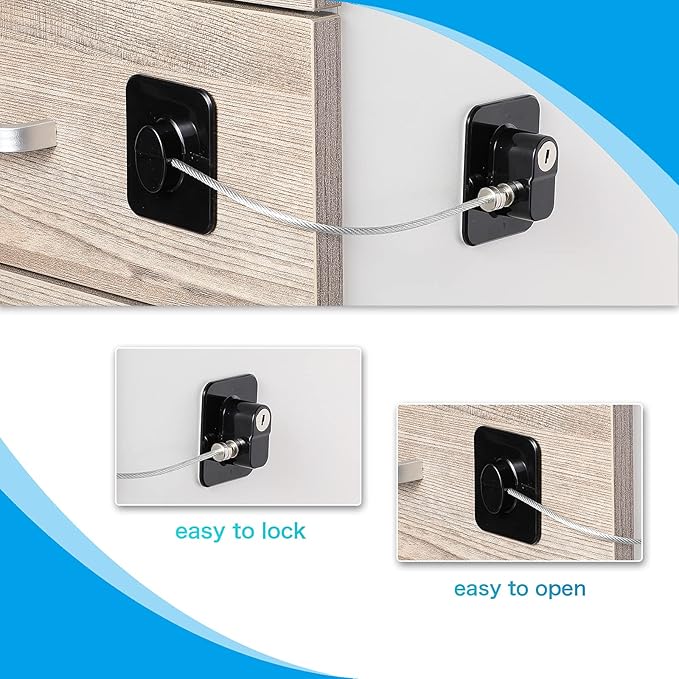 8 Pieces Refrigerator Locks for Children Adults with 10 Keys, Fridge Lock, Freezer Door Safety Cabinet Lock and Child Safety Cabinet Locks with Strong Adhesive (Black)-CubbioJoy